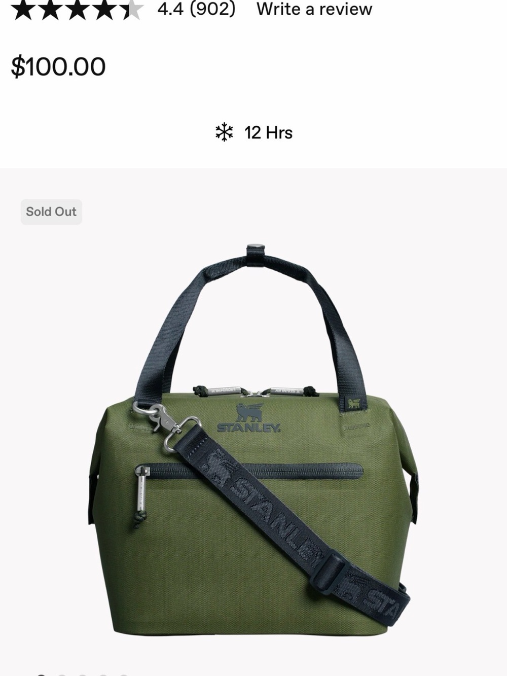 Stanley Olive Green Cooler Bag new without tags
